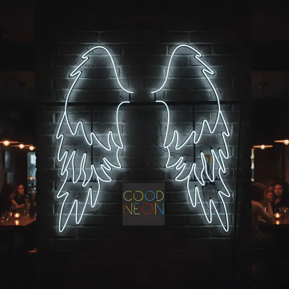 Alas Angel Cartel Neón Led 122cmx116 Cm Deco Fiesta Bares
