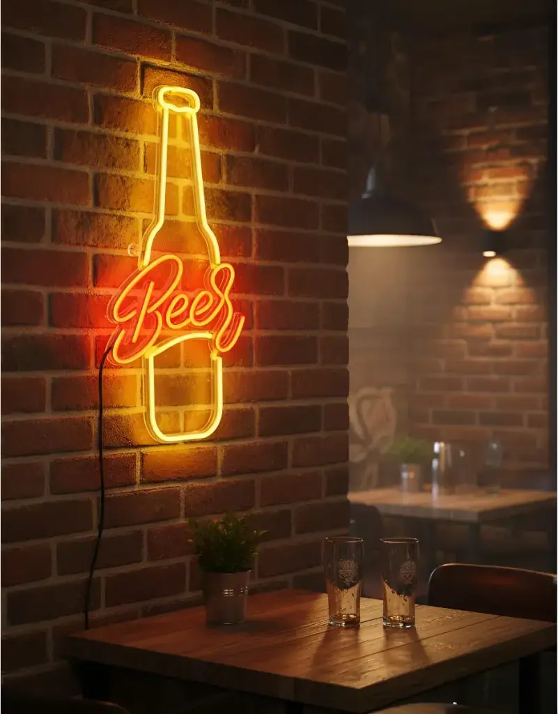 Cartel Botella De Cerveza Neon Led 40x20 Cm Deco Bar