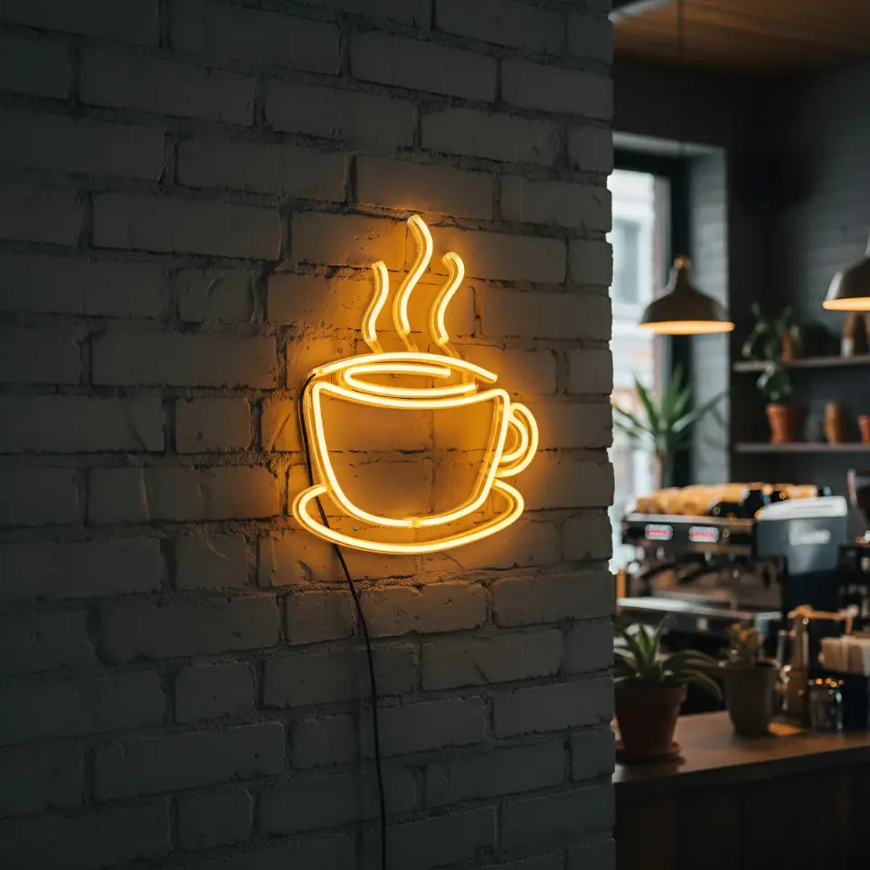 Cartel Cafe Taza Te Neon Led 35x27cm Bar Kiosco Cafeteria