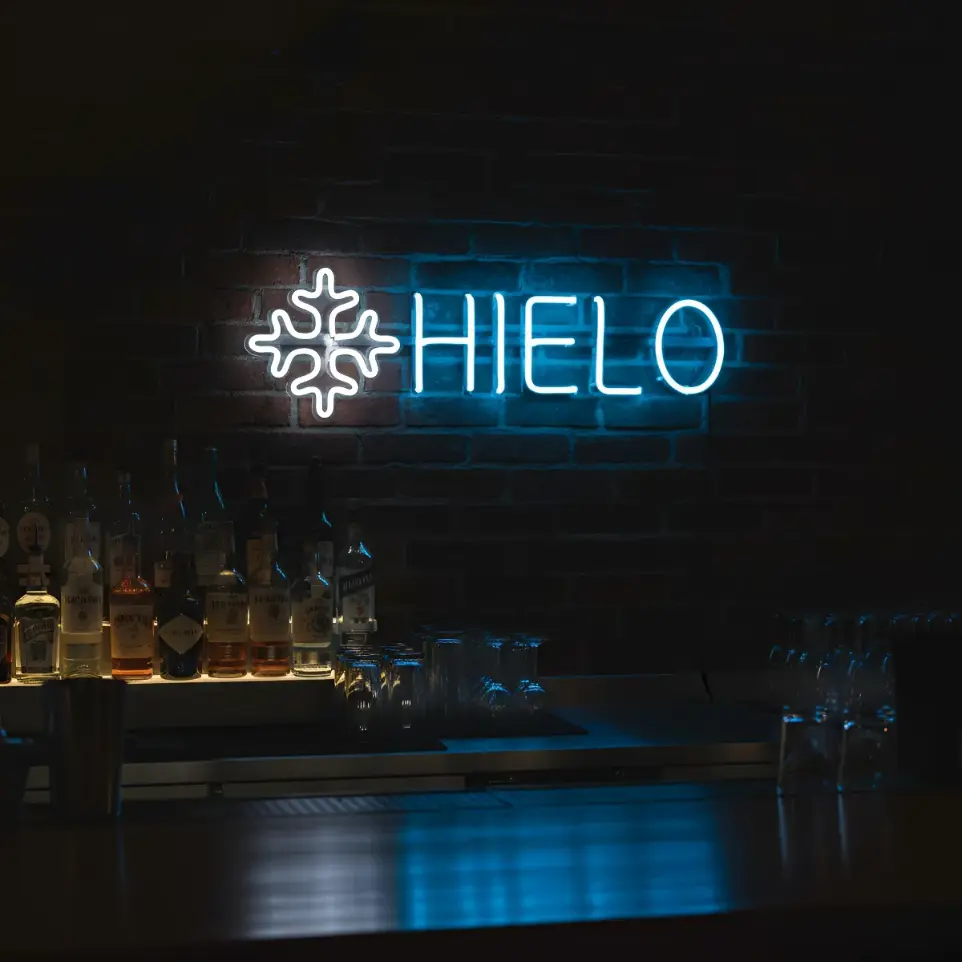 Cartel Hielo Neon Led 45x16cm Letreros Luminosos Kiosco
