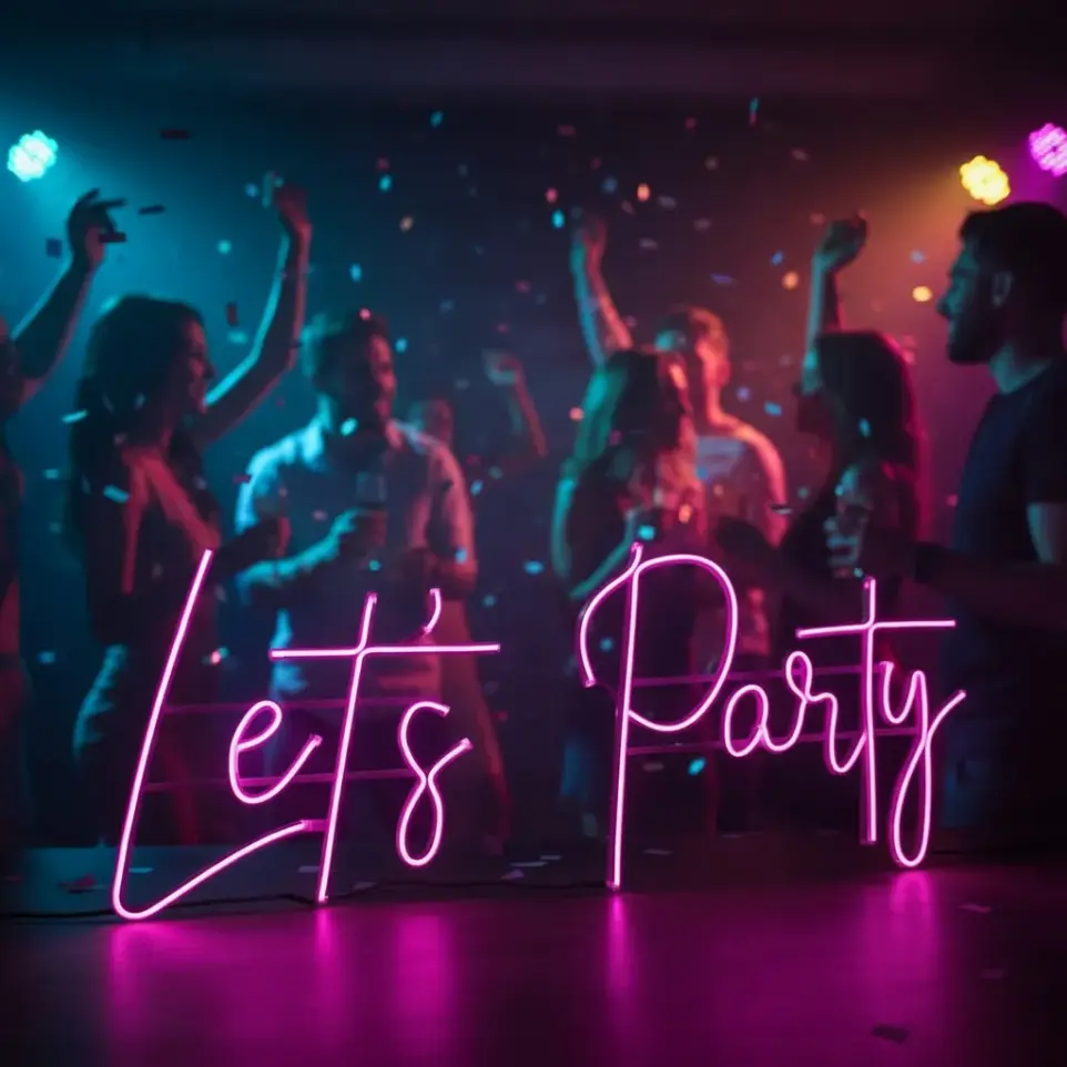 Cartel Lets Party Neon Led 120x40 Cm Deco Fiesta