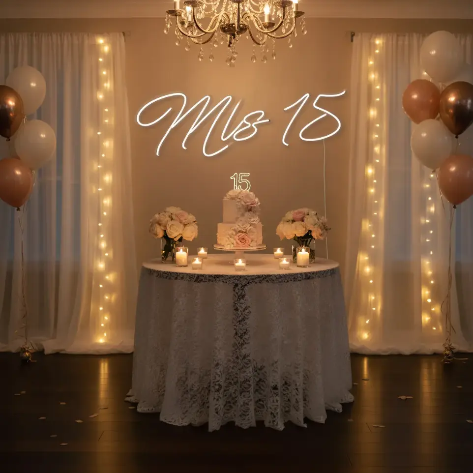 Cartel Mis 15 Neon Led 68x20 Deco Fiesta Cotillon Iluminacio