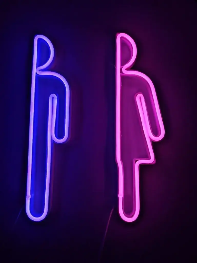 Cartel Neon Baños Mitad