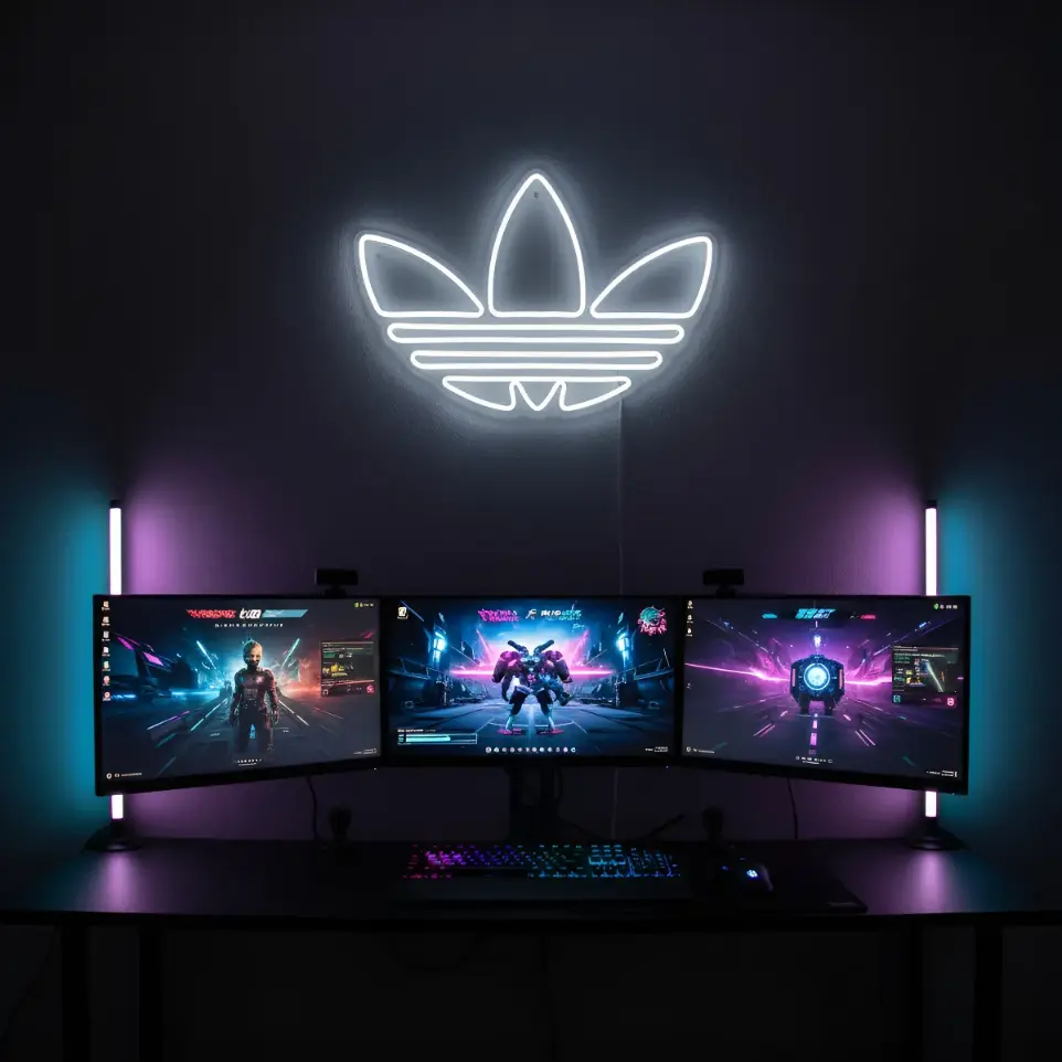 Cartel Neon Led adidas Logo Deco 42x28cm Iluminacion