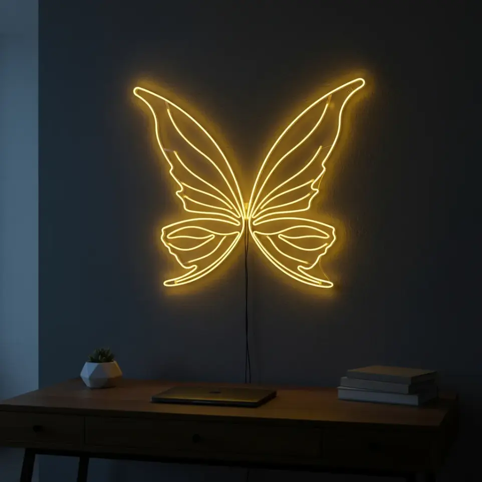 Cartel Neon Led Alas De Mariposa / Deco 127*79cm