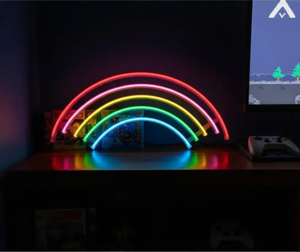 Cartel Neon Led Arco Iris 33x34cm Deco Cotillon Fiesta