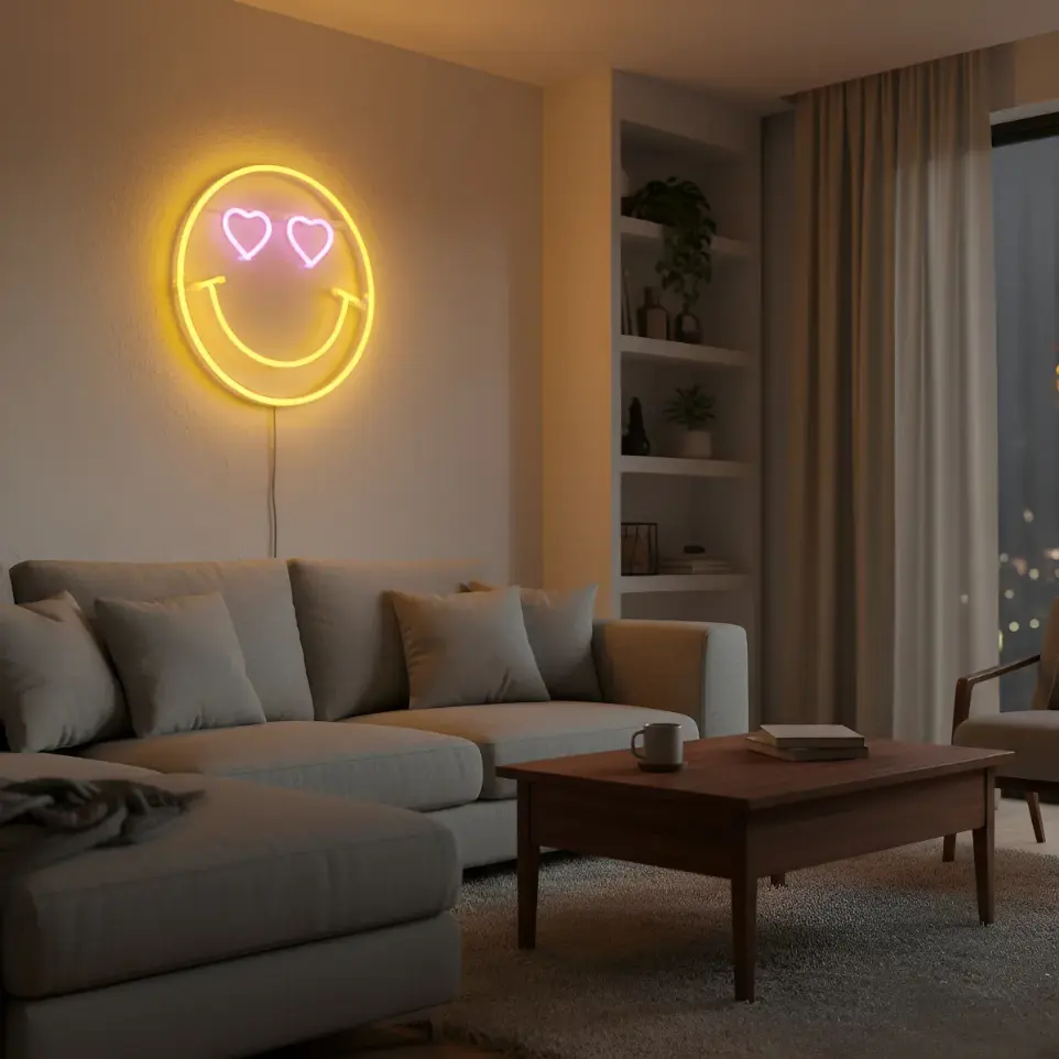 Cartel Neon Led Carita Feliz 25cm