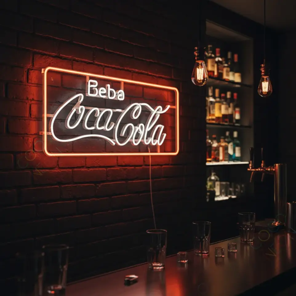 Cartel Neon Led Coca Cola 70x30cm Deco Bar Negocios