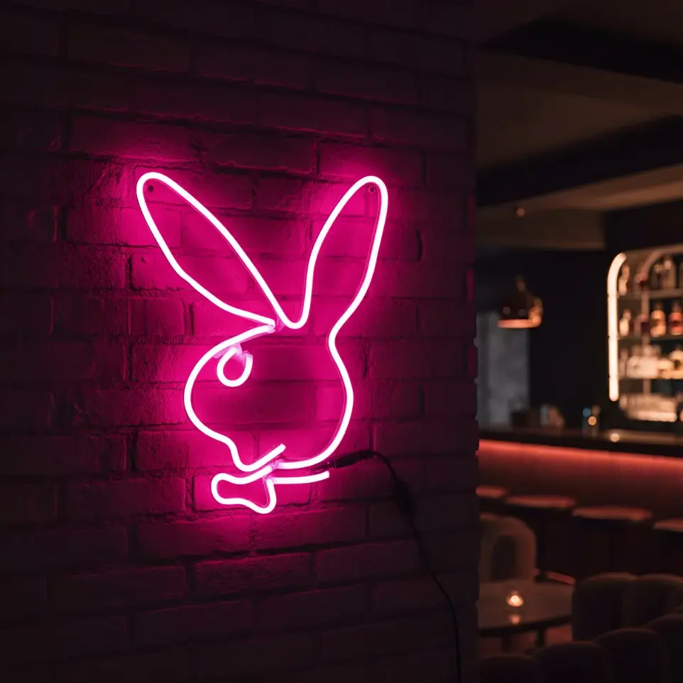 Cartel Neon Led Conejo Playboy 30x22cm Iluminacion Deco