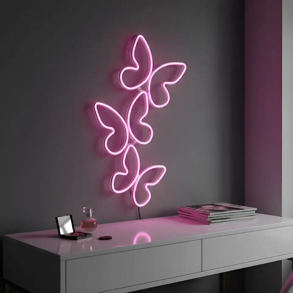Cartel Neon Led Mariposas 50x27cm Deco Cotillon Iluminacion