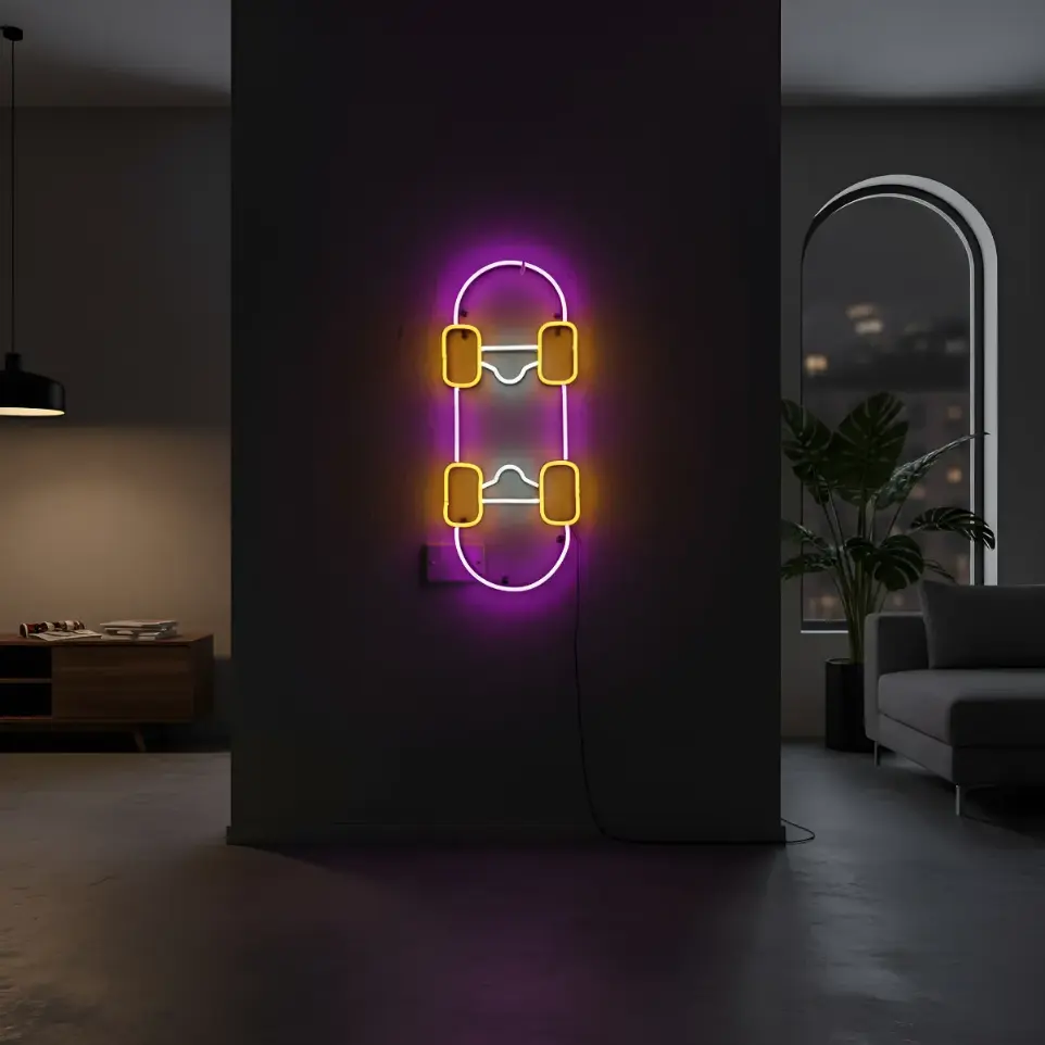 Cartel Neon Led Patineta/deco 57x24 Cm