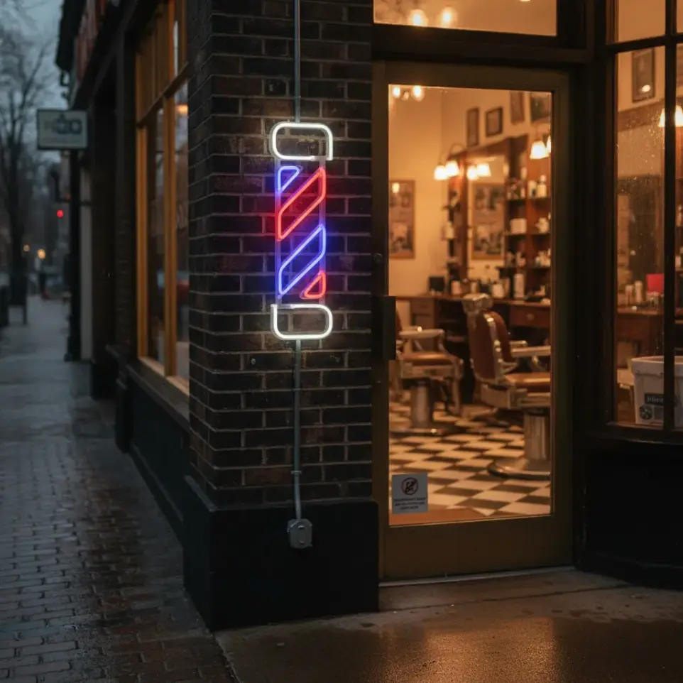 Cartel Polo De Barberia Neon Led