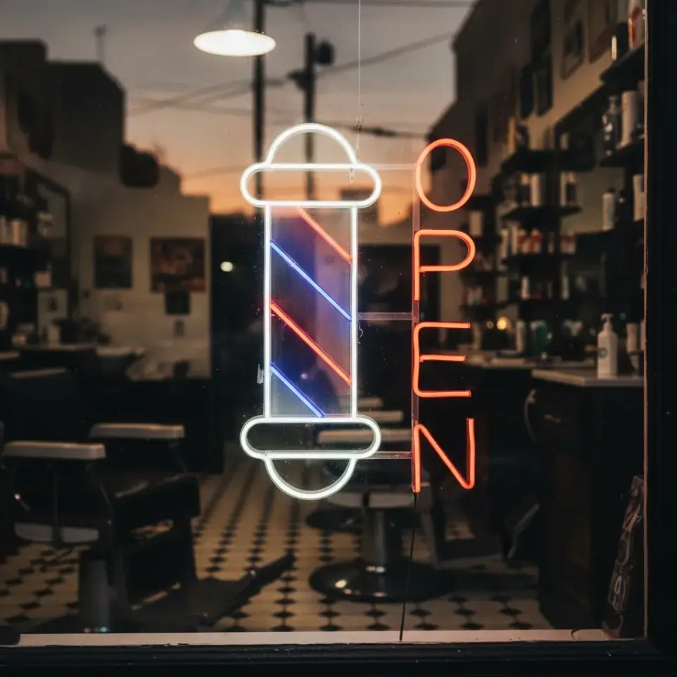 Cartel Polo De Barberia Y Open  Neon Led