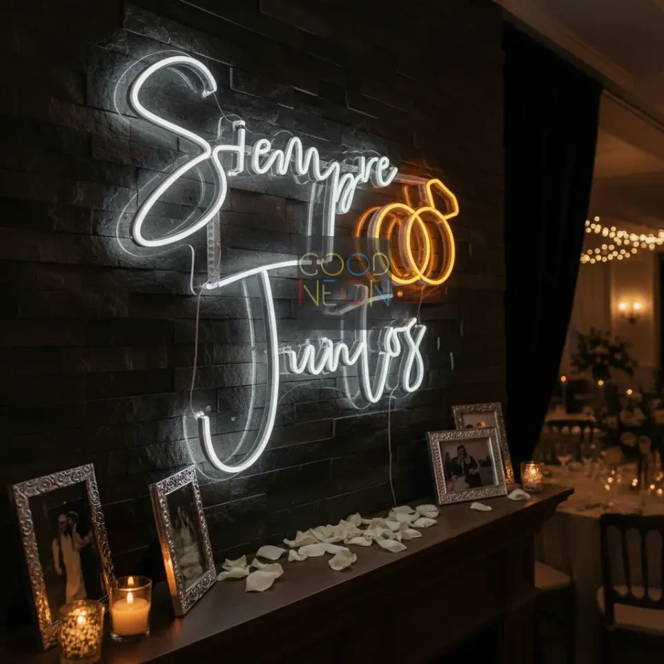 Cartel Siempre Juntos Neon Led 50x64cm Deco Casamiento