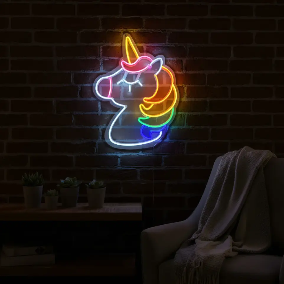 Cartel Unicornio Neon Led 40x30cm Deco Fiesta Cotillon