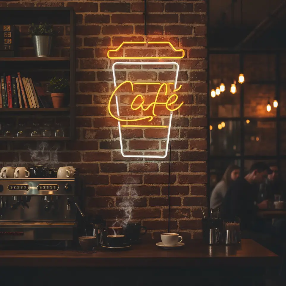 Cartel Vaso De Cafe Neon Led