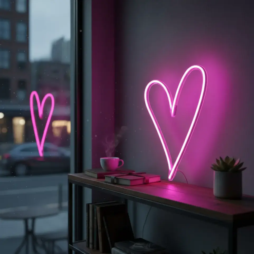 Corazon Dos Trazos Neon Led