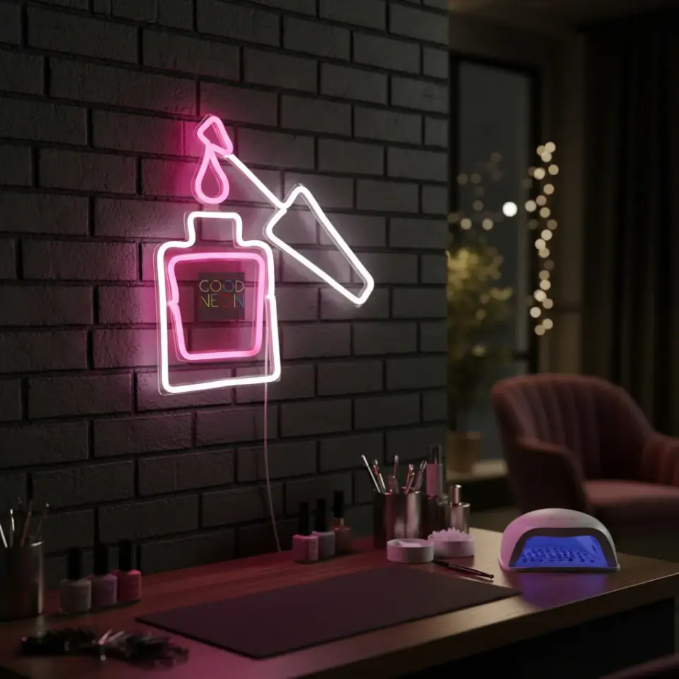 Pintura De Uña Cartel Neon Led 24x25cm Nails Deco